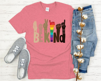 R Squared Specialties T-Shirt Be Kind Sign Language Shirt